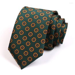 Bow Ties 2023 7CM Print Green Tie For Men Gentleman High Quality Fashion Formal Business Suit Work Necktie Gift Box