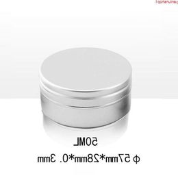 Cosmetic Storage Jars Refillable Travel Accessories Round Aluminium Metal Tin Cans Screw Lid Cream Packaging Box 50ml 50pcs/lothigh quan Wqfd