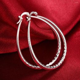 Hoop Earrings 925 Sterling Silver Charm 4CM Big Circle For Women Luxury Fashion Party Wedding Accessories Jewelry Christmas Gifts