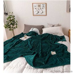 Blanket Bed Blanket Solid Yellow-green Soft and Soft Flannel Blanket on The Bed Thick Blanket and Blanket R230615