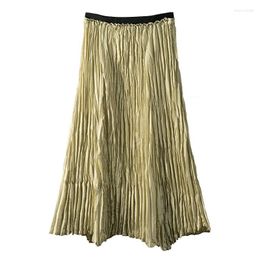 Skirts Design Long Fold Polyamide Rayon Bohemian A-LINE Ankle-Length Empire Elastic Waistline For Women