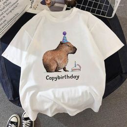 Men's T Shirts Capybara T-shirt Funny Capybirthday Graphic Unisex Casual Tshirt Cute Cartoon Print Streetwear Women/Men Short Sleeve Shirt