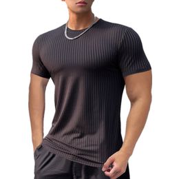 Men's T-Shirts Men Running Sport T-shirt Quick Dry Short Sleeves Shirt Male Gym Fitness Bodybuilding Workout Tees Tops Summer Training Clothing 230615