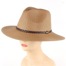 Wide Brim Hats Breathable Outdoor Sun Protection Solid Colour Men Straw Hat Summer Shade Unisex Hollow Out Beach Jazz Cap