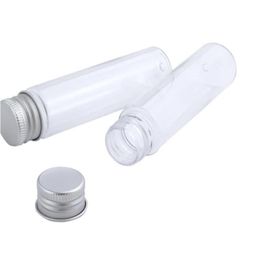 50ml Clear Flat Plastic Test Tubes Bottle with Aluminium Screw Caps Candy Cosmetic Travel Lotion Containers Hpgci