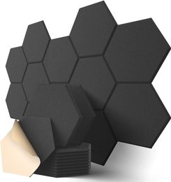 Wall Stickers 12 Pcs Hexagonal Self-adhesive Acoustic Panels Sound Absorbing Soundproof Wall Panels To Absorb Noise Sound Proofing Foam 230614