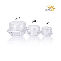 DIAMOND Skin Care Cream Jar - 5g/10g/15g Empty Cosmetic Bottle for Cosmetics Packing Container Compact & Portable with Secure Lid Seal Nxrw