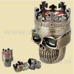 Grinder Metal King Skull Plastic Tobacco Herb Grinders Smoking Accessories 3-Part Spice Crusher Hand Muller Magnetic with Sifter for