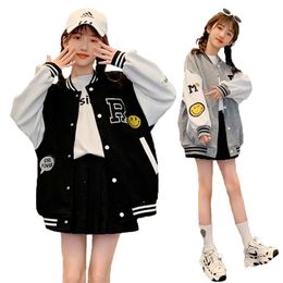 Ceketler Bahar Kızlar Beyzbol Ceketleri 5-14 Yaşındaki Gençler İçin Genç Kızlar İçin Giysiler Spor Dış Giyim Ceket Çocuk Ceket 230614