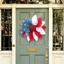 Decorative Flowers Independence Day Wreath Red Blue White America Sign Front Door Farmhouse Stars And Stripes Patriotic Decoration