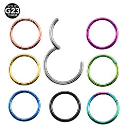 Labret Lip Piercing Jewelry 10Pcs ASTM36 G23 PVD Septum Clicker 16G 14G Segment Hinged Rings Nose Earrings Body 230614