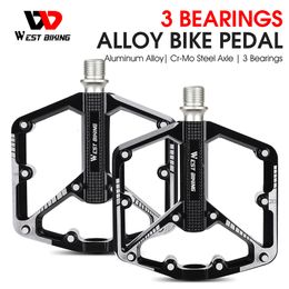 Bike Pedals WEST BIKING Bicycle Pedals Ultralight 3 Bearing Bike Pedals Aluminium Alloy Anti-Slip MTB Road Bike Pedal Cycling Accessories 230614