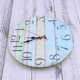 Wall Clocks Creative Mediterranean Wooden Round Clock Vintage Retro (3)