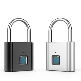 Door Locks Keyless USB Charging Door Lock Fingerprint Smart Padlock Quickly Unlock Zinc Alloy Metal Self-imaging Chip 10 Fingerprints 230614