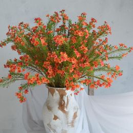 Decorative Flowers Artificial Blossom Branch In Orange Flower Faux Spring Plant Stem Centerpiece | Floral Wedding/Home Decoration