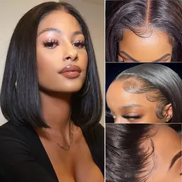 12 Inch Bob Straight Lace Front Wigs Human Hair Pre Plucked Straight Short Bob Human Hair Wigs for Black Women