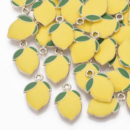 Pendant Necklaces Pandahall 10pcs Lemon Alloy Enamel Pendants With Hole Light Gold Colour Metal Charms For Necklace Bracelet Jewellery Making