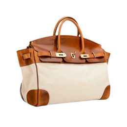 Platinum Canvas Bags with Top American Layer Cowhide Vegetable Tanned Leather Fashion Bag Women's Handbag Leisure Men's