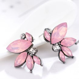 Ear Cuff LUBOV Symmetrical Acrylic Opal Stone Stud Earrings for Woman And Girls Unique Personality Fashion Jewellery Christmas Gift 230614