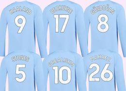 Long Sleeve 23-24 9 HAALAND Customised Thai Quality jerseys football wear 22 MENDY 16 RODRIGO 17 DE BRUYNE 20 BERNARDO 25 FERNANDINHO 47 FODEN 7 STERLING 19 WEIR custom