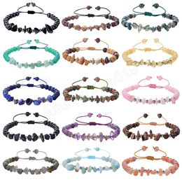 Colourful Irregular Natural Crushed Stones Beads Braided Bracelet for Women Girls New Handmade Woven Reiki Healing Stone Bracelet