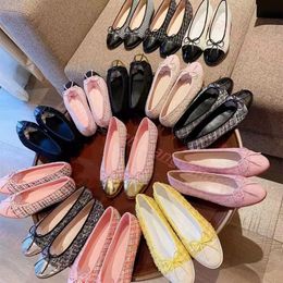 Fashion Designer Ballet Flats shoes Casual Shoes Dress Shoes Loafers Round Toe Glittered Tweed Grosgrain Genuine Leather Sneakers Multicolor Fisherman shoes