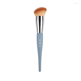 Makeup Brushes Y142 Professional Handmade Soft Synthetic Fibre Angled Foundation Brush Blue Handle Make Up