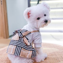 Dog Apparel Bowknot Dog Shirt With Stripe Skirt Fashion CasUAl Pet Summer Spring Clothes ComFORTable Black White Dress Outfit Apparel 230614