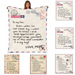 Blankets Fleece Blanket Message Designer Blankets Beach Blanket Mom Daughter/Son Letter Quilt Express Love Birthday Gift R230615