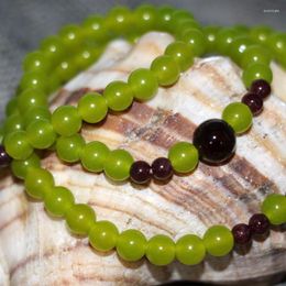 Link Bracelets 6mm Natural Stone Lemon Jades Chalcedony Round Beads Multilayer High Quality Fashion Jewellery 20inch B2904