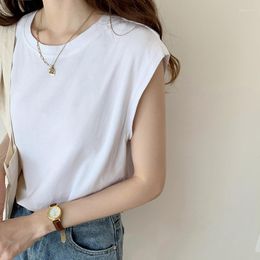 Women's Tanks White Sleeveless T-shirt For Women Loose Fitting Summer Fashion Black Vest Students Wearing On Top