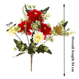 Dried Flowers Bouquet Camellia Artificial Peony Rose Silk Fake flores Wedding Flower DIY Home Garden Party Decoration