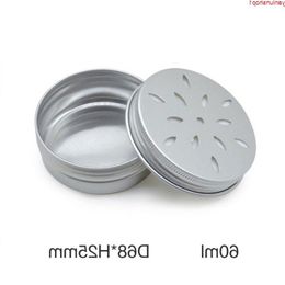 60ml Fashion Cream Jar Pot Hollow Metal Aluminum Round Tin Cans Box Fragrance Air Freshener Aromatherapy Lockets 50pcs/lothigh quantty Hmcja