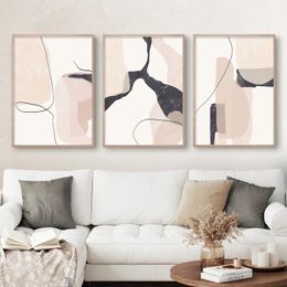 Decorative Objects Figurines Abstract Beige Pink Marble Texture Line Boho Poster Canvas Paintings Print Art Pictures Interior for Living Room Home Decor 230616