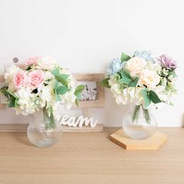 Dried Flowers Artificial Flower Beautiful Silk Rose Fake Bouquet Wedding Bridal Supplies Home Living Room Party Simulation Decoration