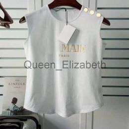 Women's T-Shirt Womens T Shirts Famous Women Clothing Letter Print Short Sleeve With Golden Buttons Summer Cotton Round Neck Tee Size S-L J230615