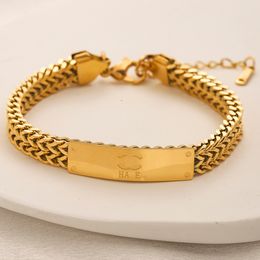 Fashion Style Bracelets Women Bangle Wristband Cuff Chain Designer Double Letter Jewelry Crystal 18K Gold Plated Stainless steel Wedding Lovers Gift Bracelet