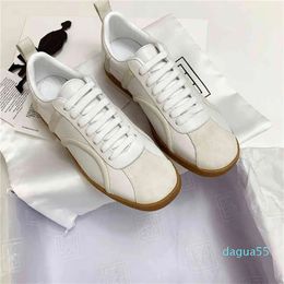 Dress Shoes training white shoes splicing flat bottom square head lace up sports and leisure board shoes