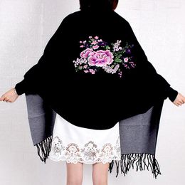 Scarves Cheongsam Shawl Women Winter Thick Knitted Embroidery Big Scarf Imitation Cashmere With Sleeves Cloak Air Conditioning