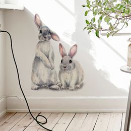9styles Watercolor Animals Wall Stickers for Living room Bedroom Kids rooms Wall Decor Rabbit Fox Birds Wall Decals Home Decor
