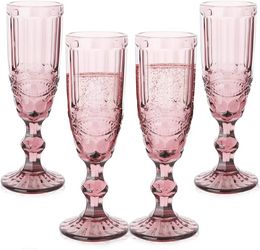 Machine Pressed Vintage Coloured Goblet White Wine Champagne Flute Water Glass Green Blue Pink Glass Goblets Glass Cup J0615