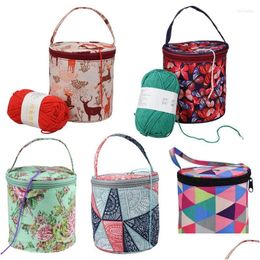 Other Arts And Crafts Round Knitting Bag Home Daily Storage Wool Yarn Crochet Sewing Needle Handbag Weaving Tool Tote Drop Delivery G Dhbc3