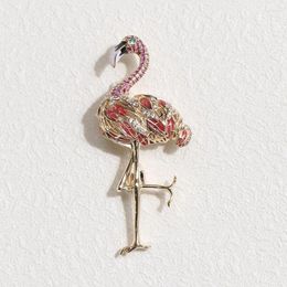 Brooches 2023 Fashion Jewellery Enamel Pins Metal Crystal Rhinestone Flamingo Brooch Broches Vintage Animal Large For Women