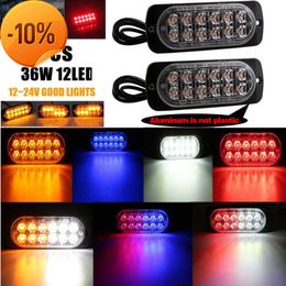 New 2Pcs Ultra-Thin Flashing Light 12 Led 36W 6500K Light Bar Car Truck Hazard Beacon Warning Lamp Aluminium Alloy Light Bar