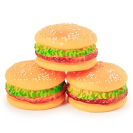 Vinyl Round Hamburger Shape Pet Dog Toys Silicone Training Playing Chewing Molar Tooth Toy With Sounding Pets Dog Accessories