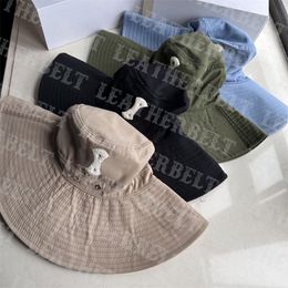 Outdoor Wide Brim Hats Jacquard Letter Fisherman Hat Vacation Caps Women Men Travel Bucket Hat Drawstring Visor Cap