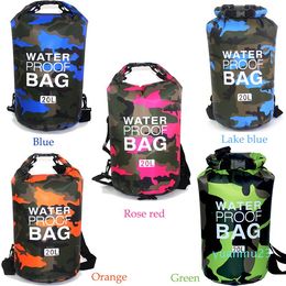 Waterproof Camouflage Dry Bag Camo Compression Sack 251020L Storage for Boating Camping Kayaking Beach Rafting Hiking Fishing