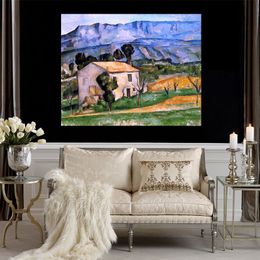 Impressionist Landscape Canvas Art Houses in Provence Near Gardanne Paul Cezanne Painting Handmade Artwork for Hotel Lobby