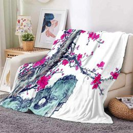 Blanket Chinese Painting Soft Plush Sofa Bed Throwing Modern Blanket Gedruckt Blanket R230616