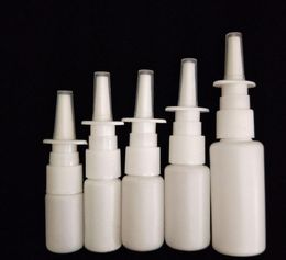 2021 50pcs/lot 10ml 15ml 20ml 30ml 50ml White Empty Plastic Nasal Spray Bottles Pump Sprayer Mist Nose Spray Refillable Bottle